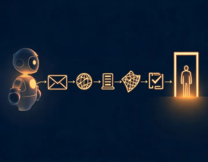 Email verification workflow passing through a human review gate